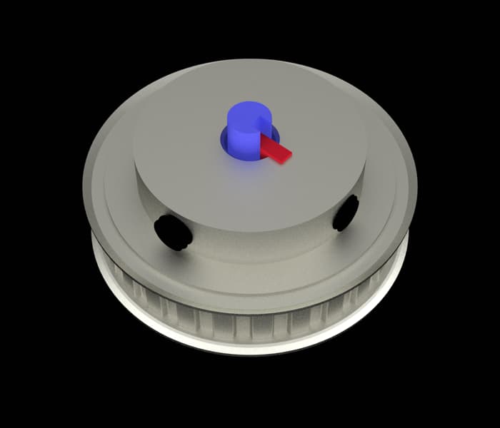 Hub view pulley with keyway and set screws